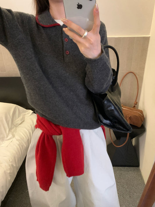 // 30%raccoon親膚miumiu風撞色包邊polo領NT