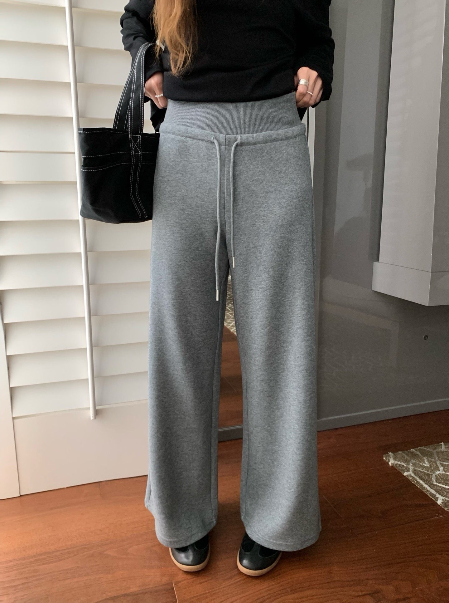 // 超顯瘦粗褲頭休閒長褲