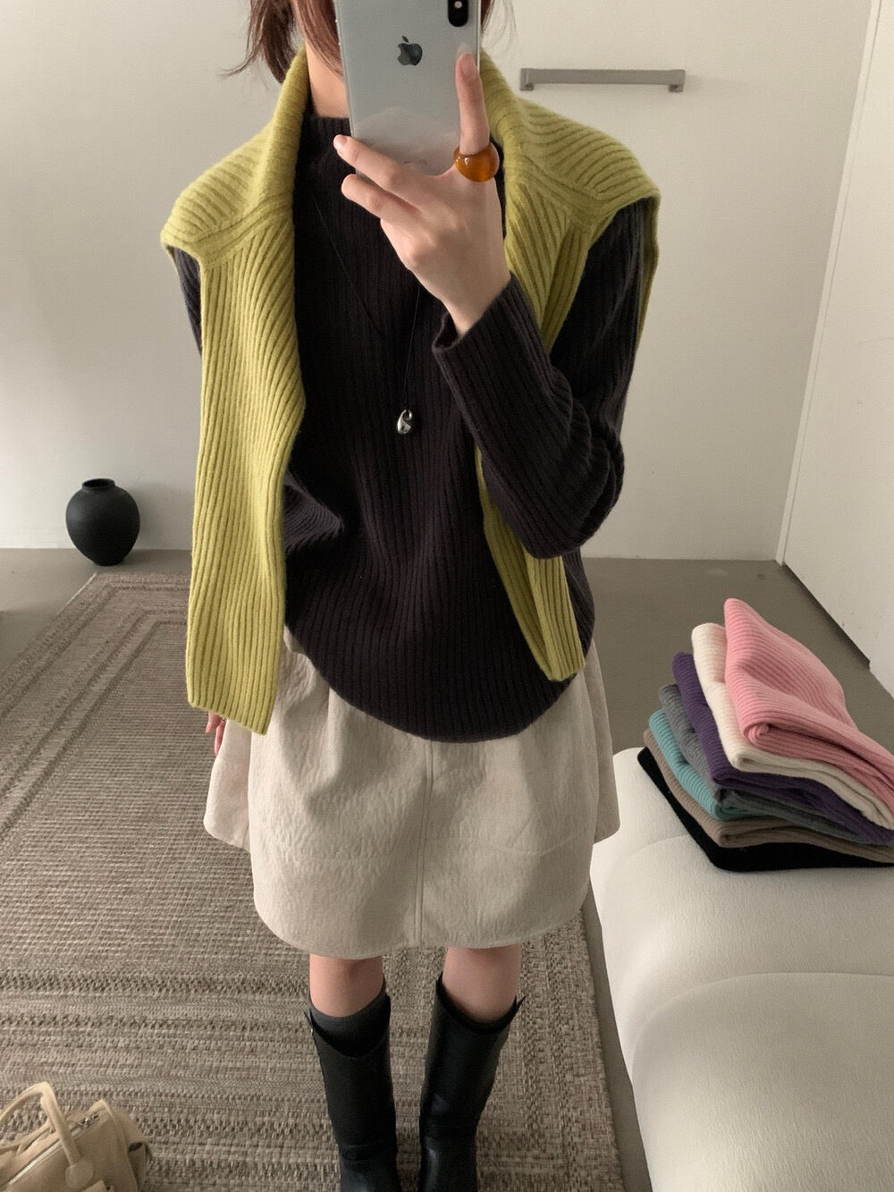 // 100%羊毛軟糯親膚半領坑紋NT