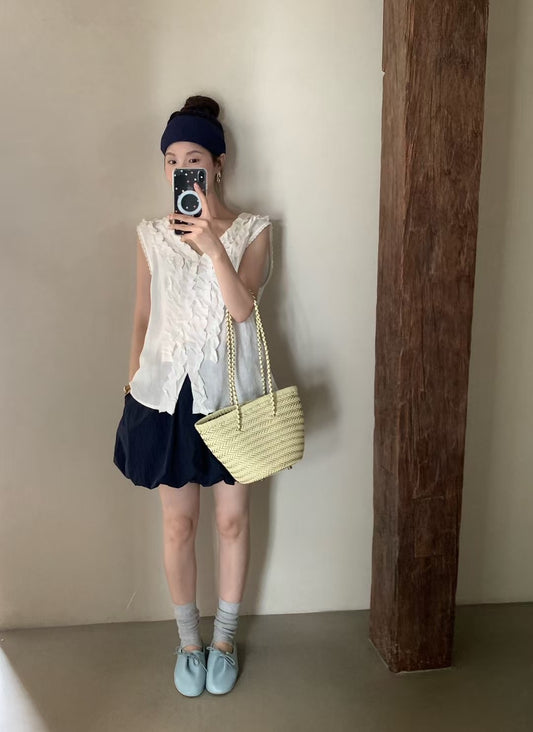 // 100%麻花邊設計背心