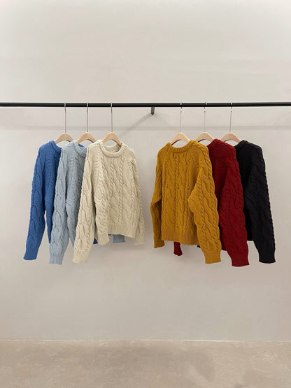 // 復古感扭紋麻花毛衣