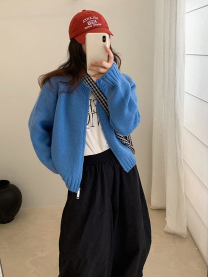 // 檔口爆款10色落肩拉鍊圓領CD