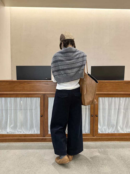 // 顯瘦版型燈芯絨直腳九分褲(連腰帶)