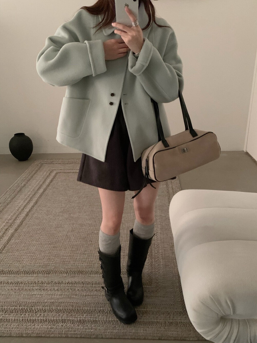 // 軟而不塌100%雙面羊毛特別鈕扣handmade外套