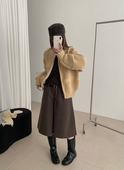 // 重工粗針織肌理感拉鍊CD