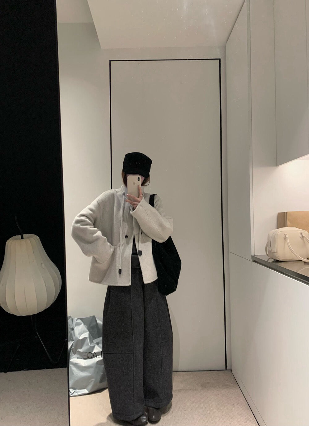 // 100%wool小立領double鈕扣手工外套