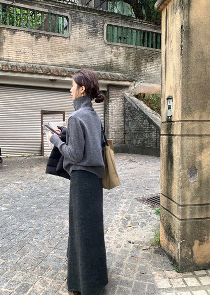 // 超顯瘦高腰針織冷裙