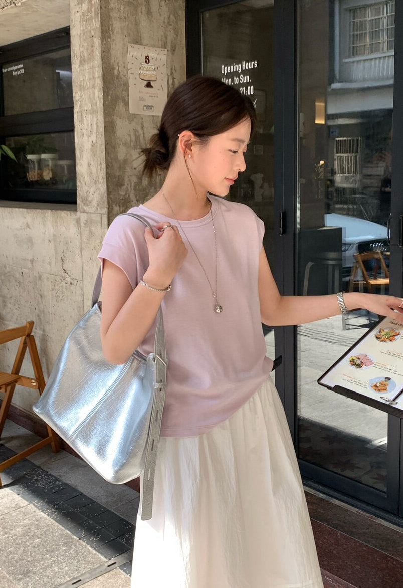 // 遮肩小飛袖lyocell棉TEE