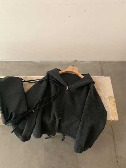 // 100%羊毛低飽和度色調連帽超帥版型手工外套