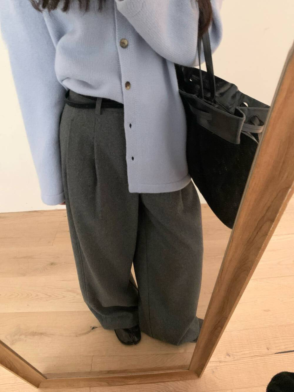 // 50%wool高級感直腳全長毛呢褲