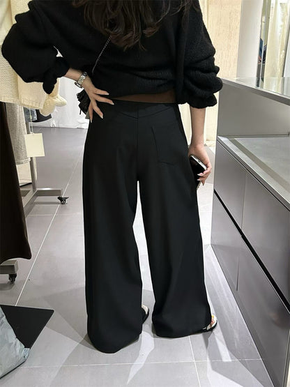 // 褲型完美連腰帶薄呢料褲