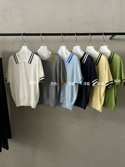 // 特別織紋撞色邊翻領polo NT