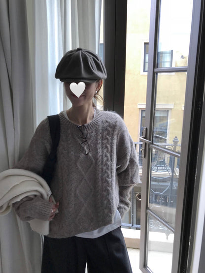 // 10%wool溫柔麻花套頭毛衣