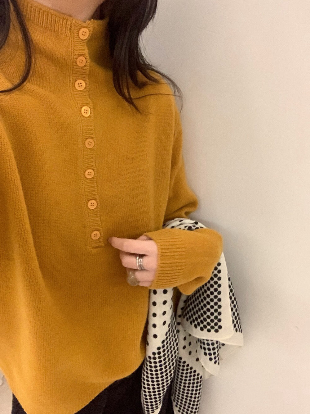 // 100%綿羊毛可立領半鈕扣NT