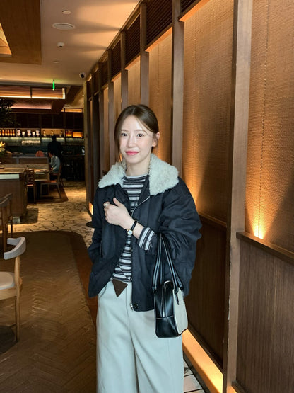 // 帥帥毛毛領夾棉飛行外套