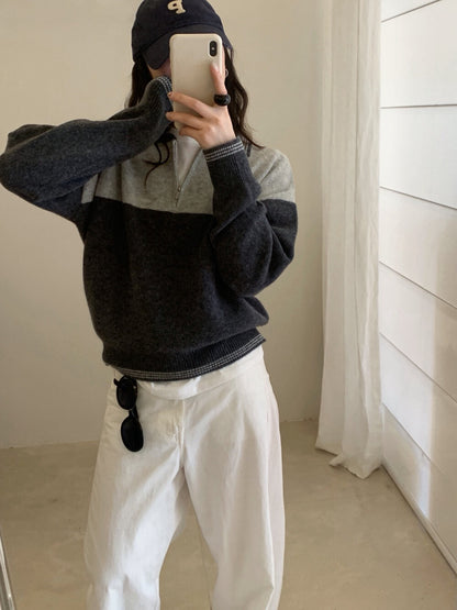 // 100%羊毛撞色polo KN