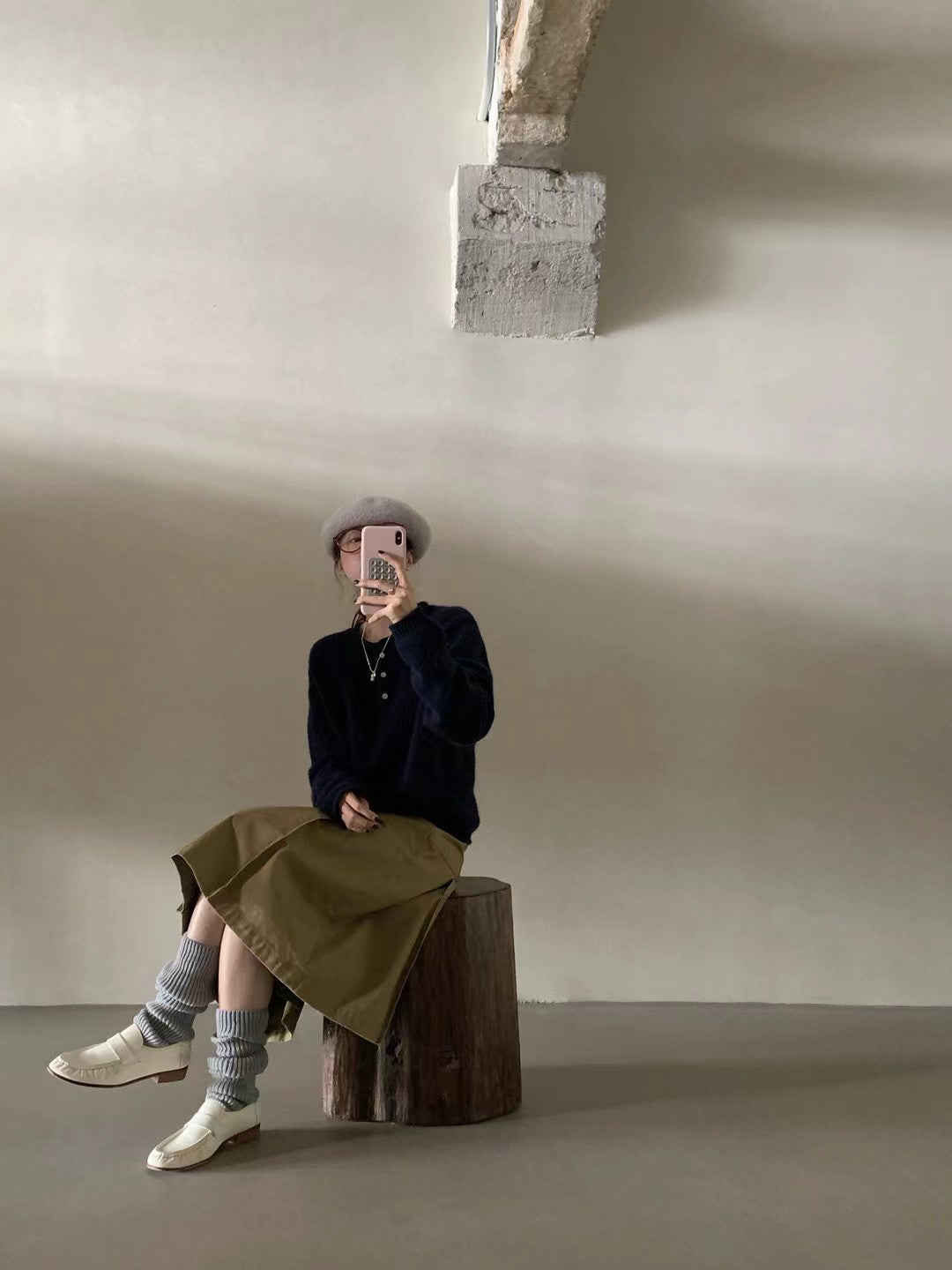 // 三粒鈕卷邊raccoon+wool NT