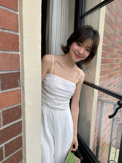 // 可拆肩帶變抹胸休閒連身褲