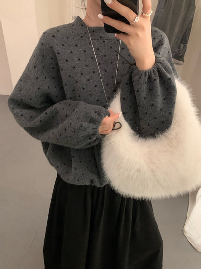 // 20%綿羊毛拼接後綁帶束腳毛衣