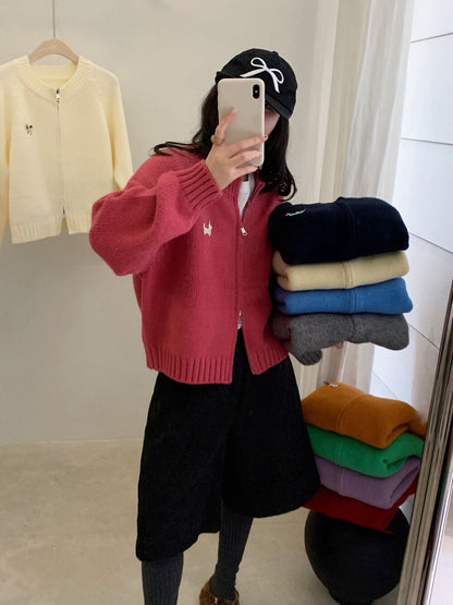 // 可愛動物刺繡上下拉鍊CD