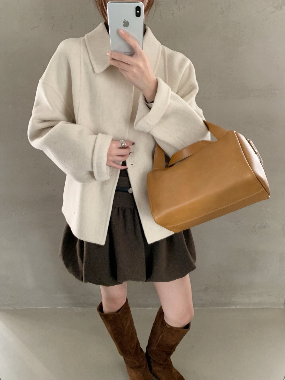 // 軟而不塌100%雙面羊毛特別鈕扣handmade外套