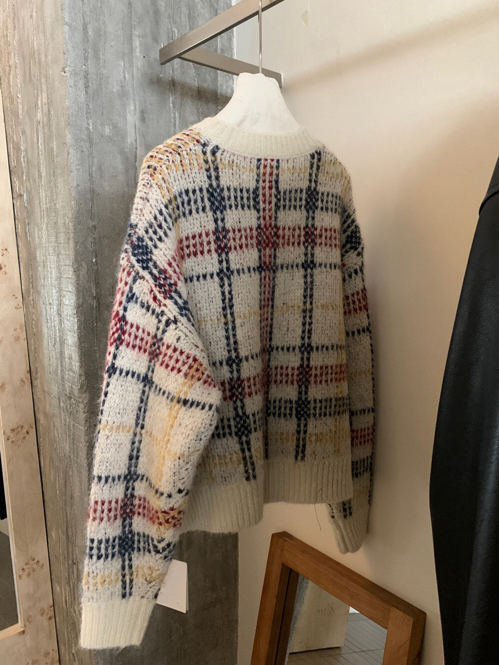 // 聖誕風復古感格紋混羊毛毛衣