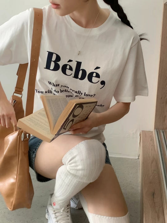 // ‘Bebe’字母print TEE
