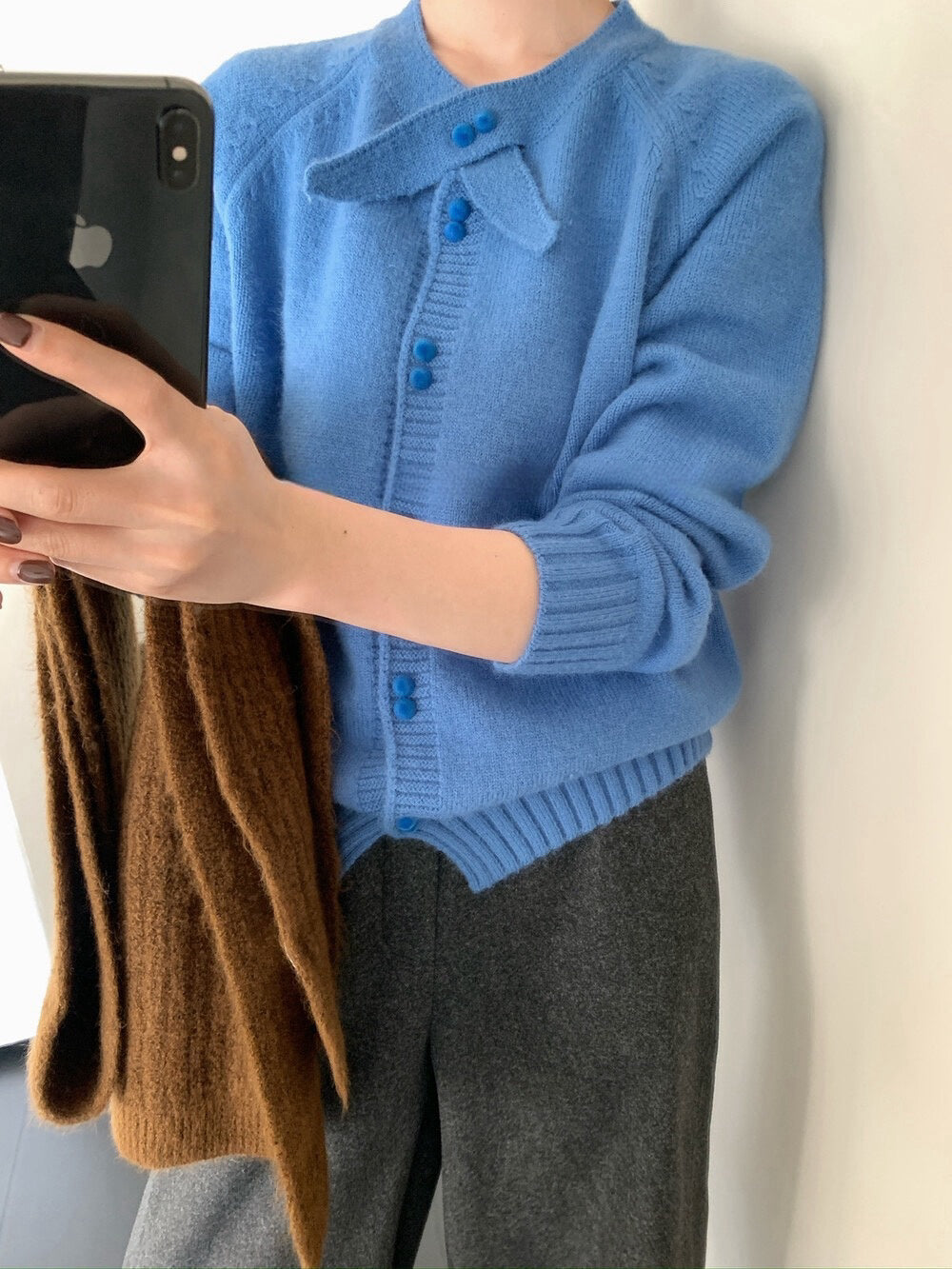 // 設計感交叉領帶double鈕扣CD