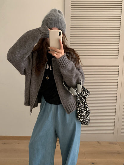 // 檔口爆款10色落肩拉鍊圓領CD