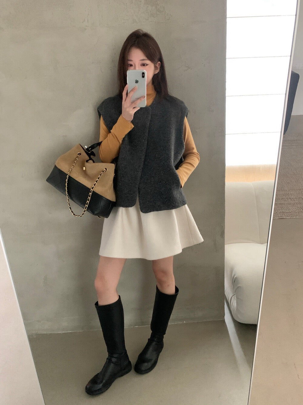 // 60%綿羊毛單鈕扣馬甲背心