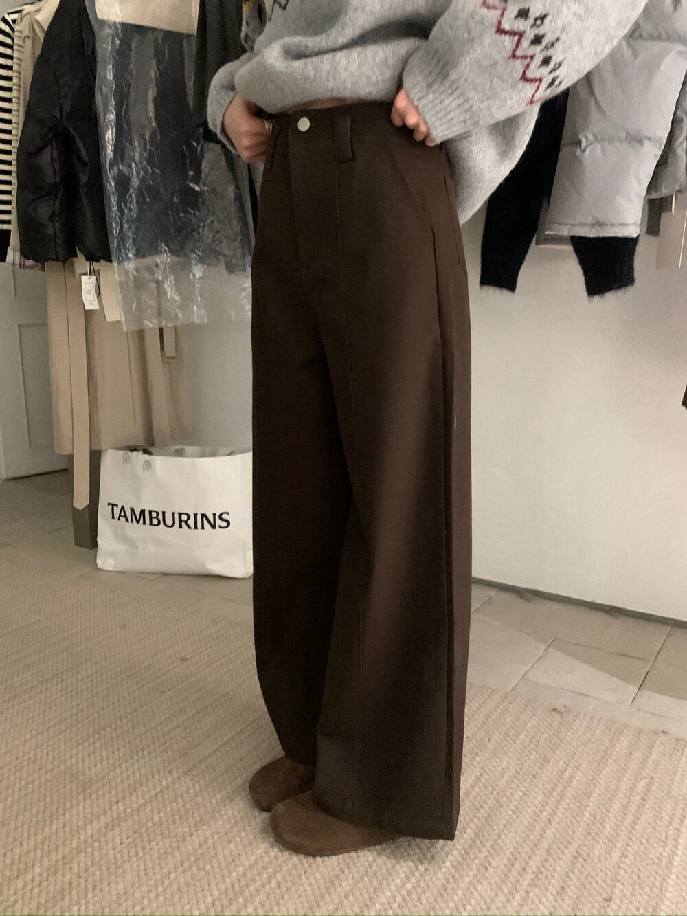 // 褲型超美中線設計直筒褲