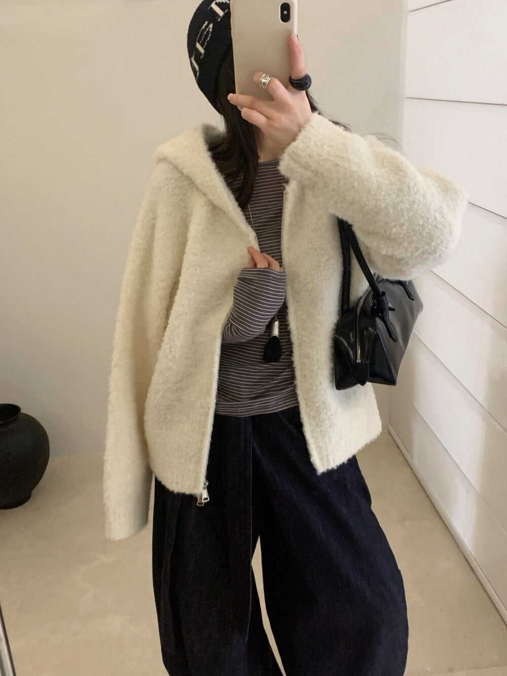 // 超軟糯圈圈羊毛連帽拉鍊CD