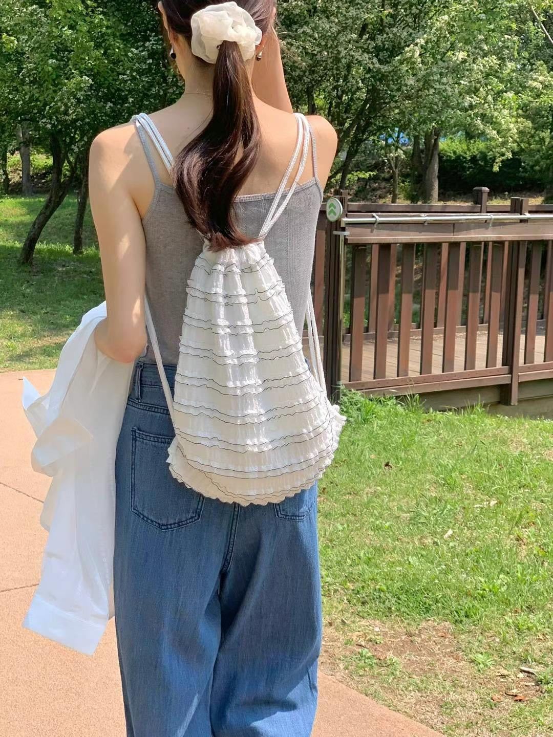 // 超可愛層層lace多背法袋仔