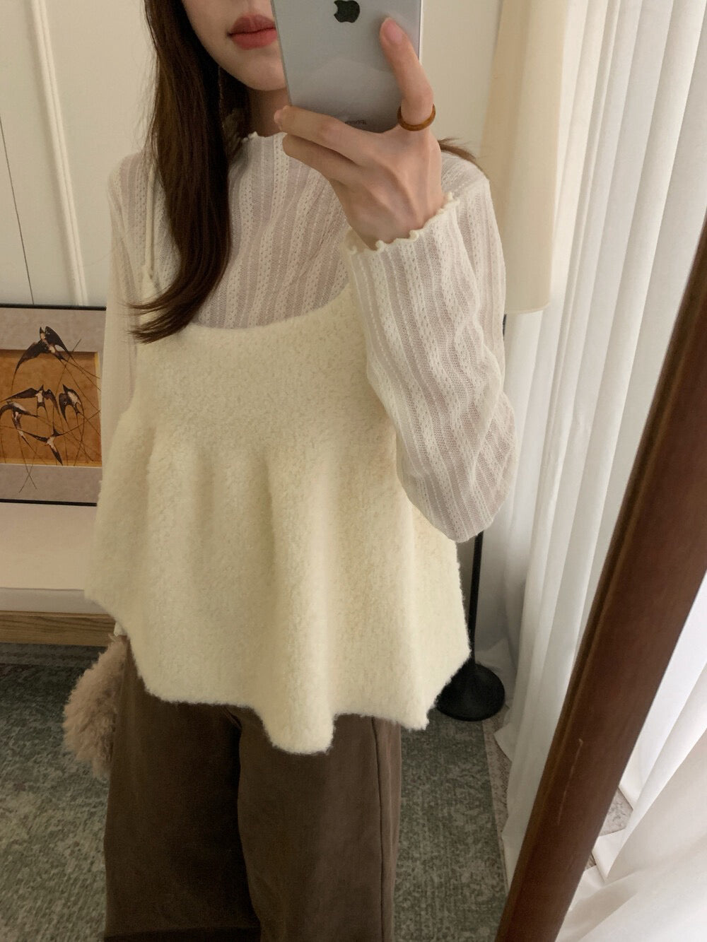 // 疊穿必入羊羔毛吊帶上衣