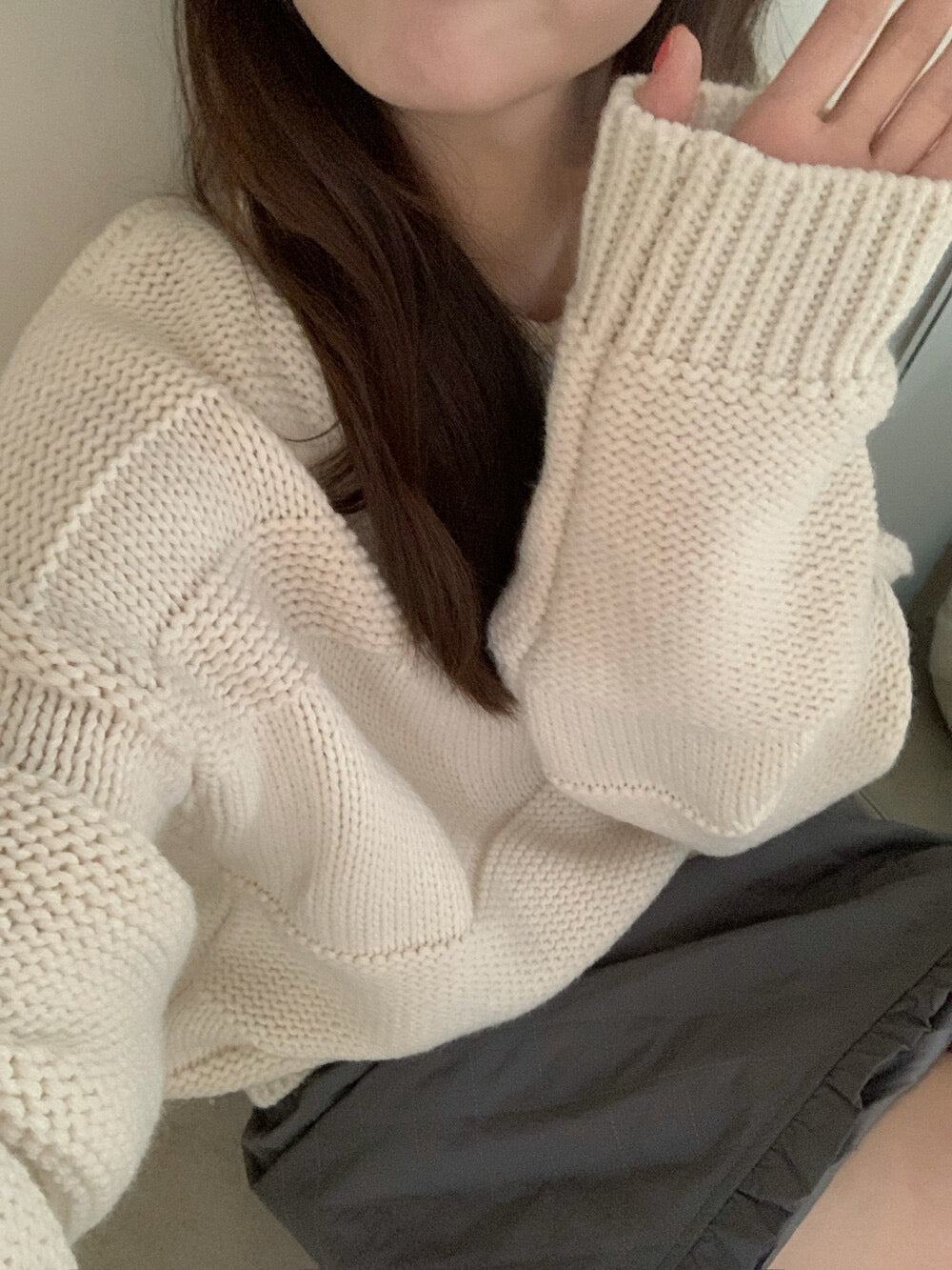 // 超美織紋翻領套頭毛衣