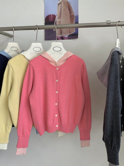 // 超美配色假兩件連帽外套NT