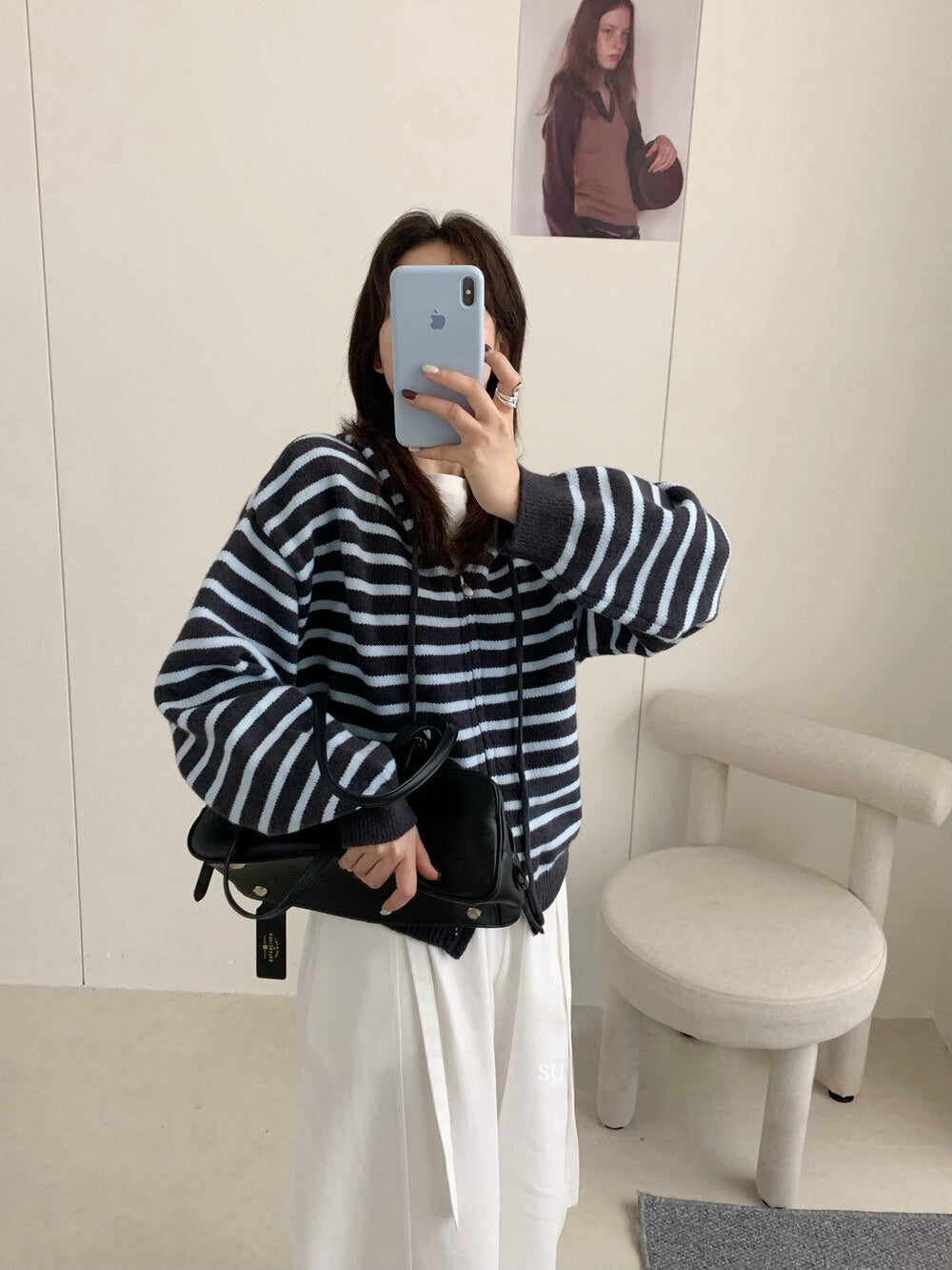 // 鬆弛感上下拉鍊連帽間條CD