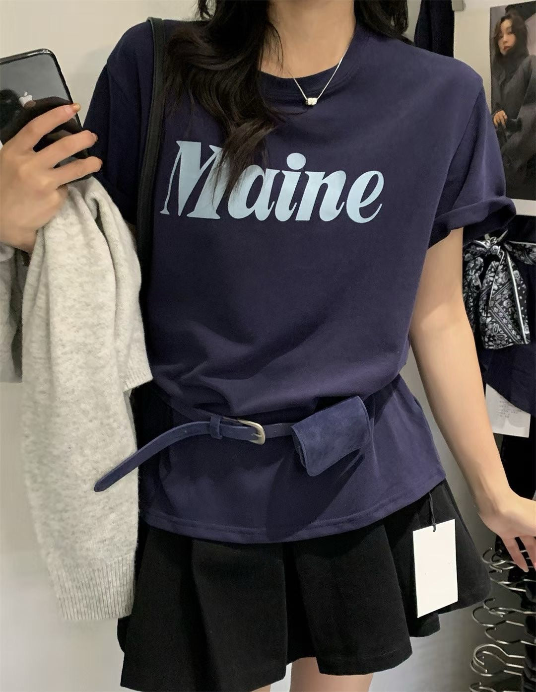 // ‘’Maine’連腰包仔磨毛TEE