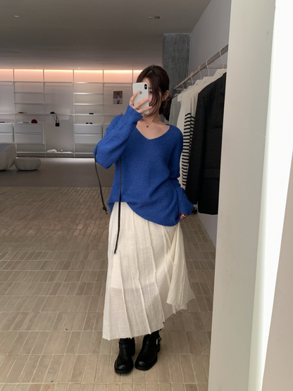 // 柔軟親膚馬海毛11色v領NT