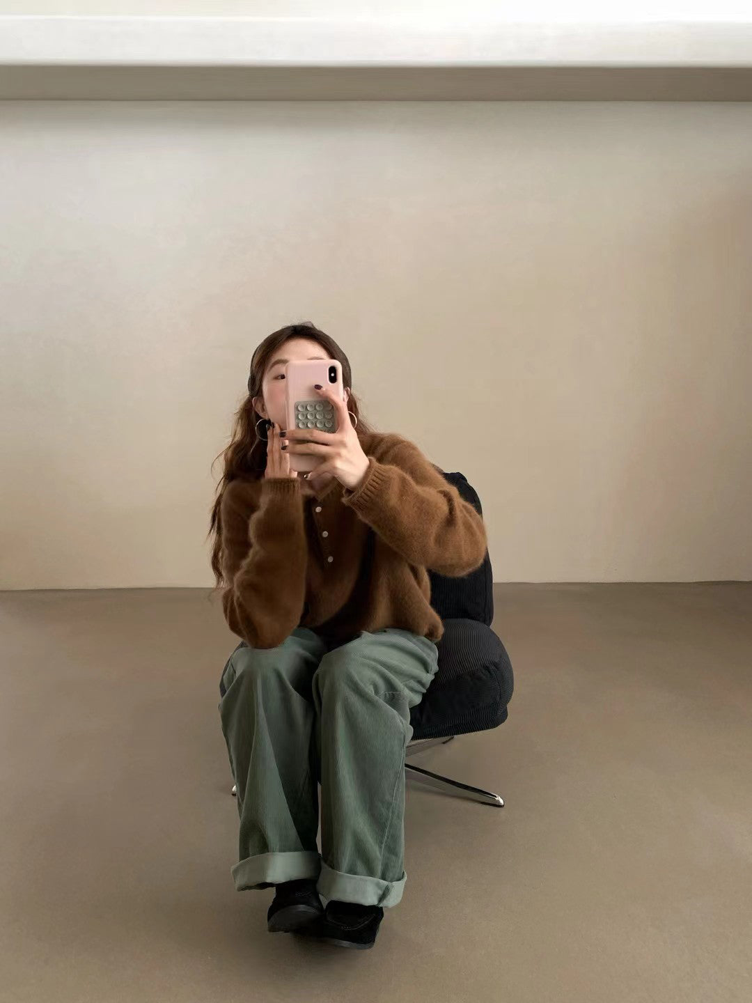 // 三粒鈕卷邊raccoon+wool NT