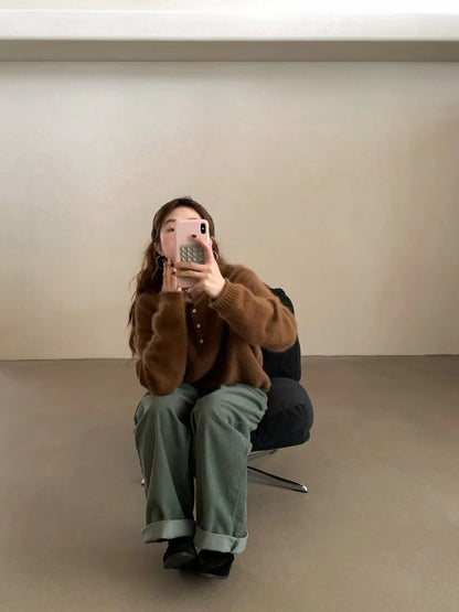 // 三粒鈕卷邊raccoon+wool NT