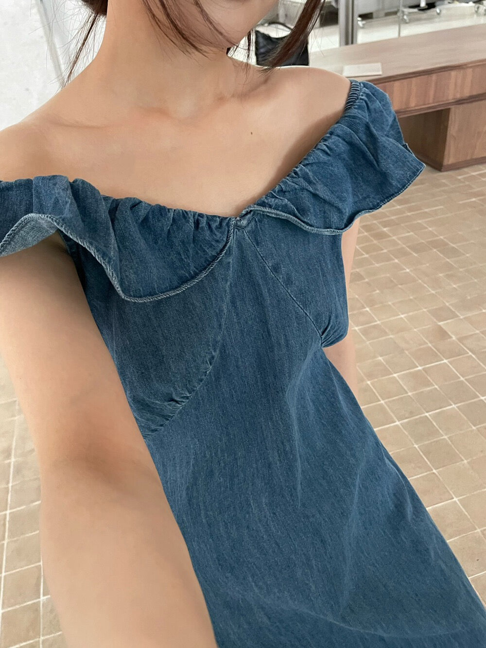 // 超美荷葉花邊領牛仔OPS