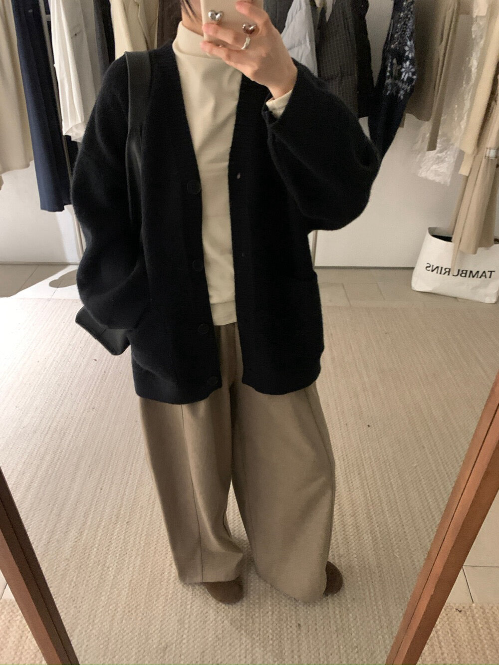 // 慵懶重磅靚色V領中長CD