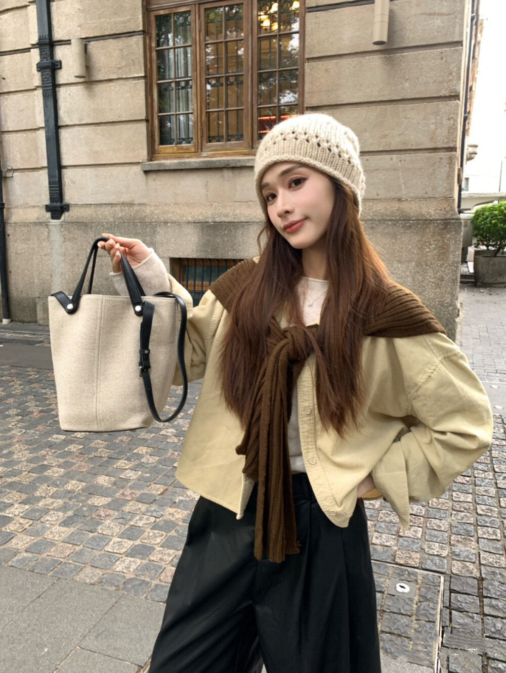 // 連披肩燈芯絨中短款SH