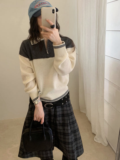 // 100%羊毛撞色polo KN