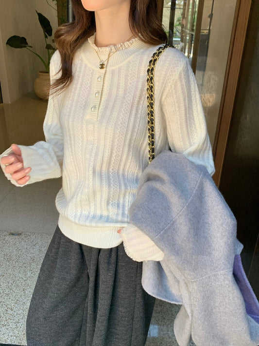 // 拼接花邊領精緻鈎花NT