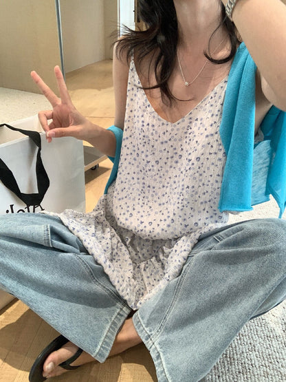 // 疊穿超美荷葉腳碎花吊帶OPS