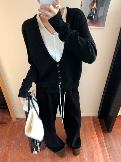 // 深V撞色假兩件開胸CD