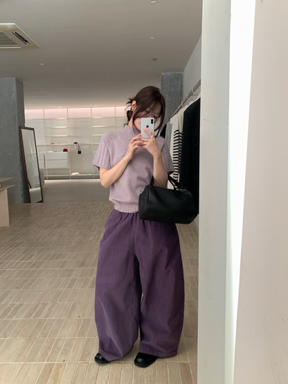 // 小復古感橡筋腰燈芯絨褲