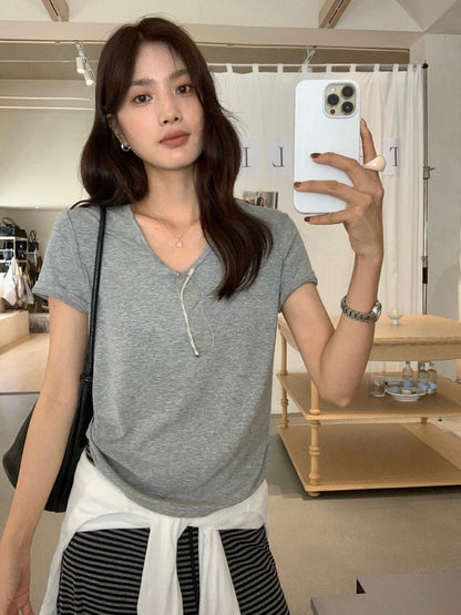 B64 / 熱賣12色U領純色TEE